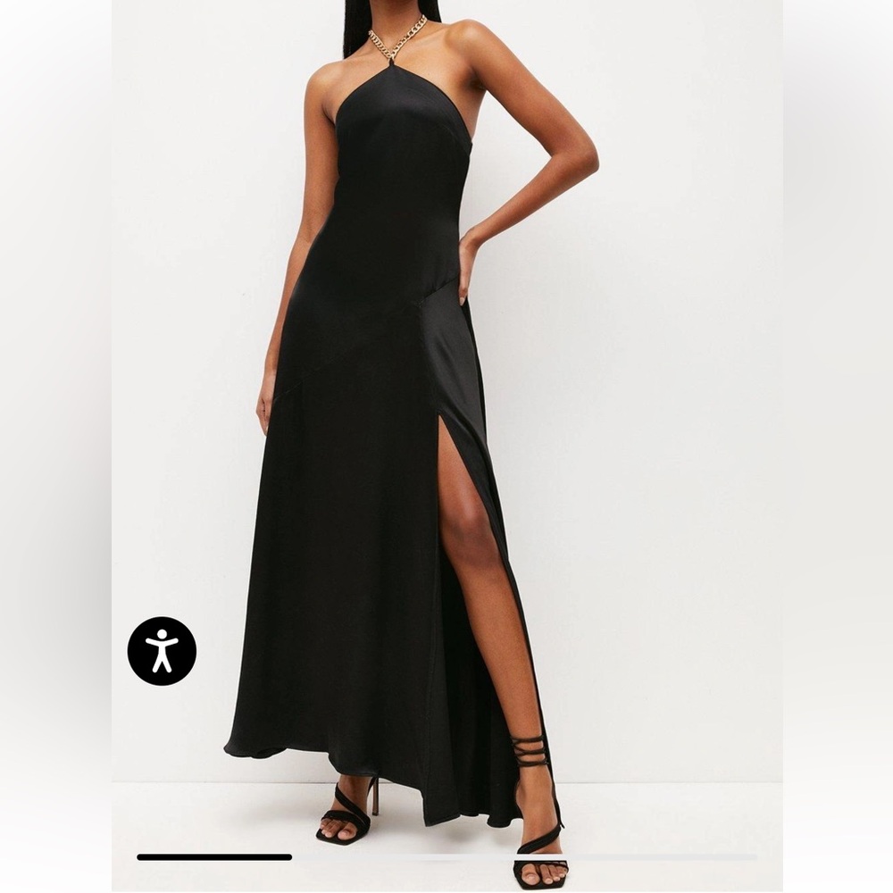 Karen Millen Satin Back Crepe Halter Maxi Dress